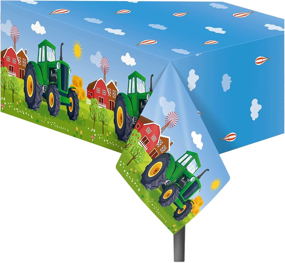 2 Pcs Tractor Plastic Tablecloths Green Tablecloth for Birthday Party Decorations Time Table Cove... | Amazon (US)