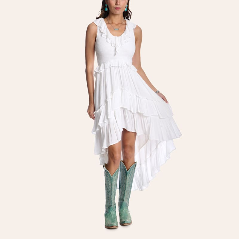 Cotton & Rye Women's White Ruffle Graduated Hem Dress | Cavender's