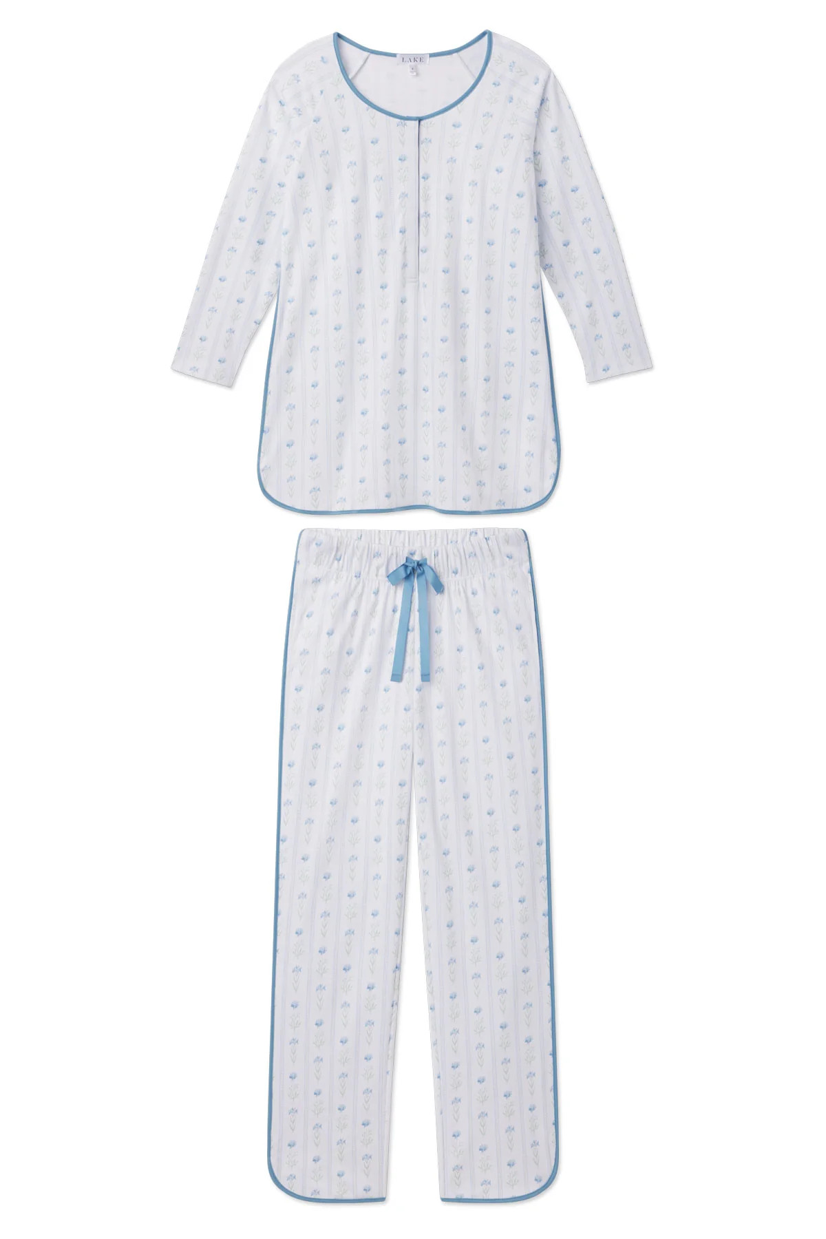 Pima Maternity Long-Long Set in Serene Blue Watercolor Stems | Lake Pajamas