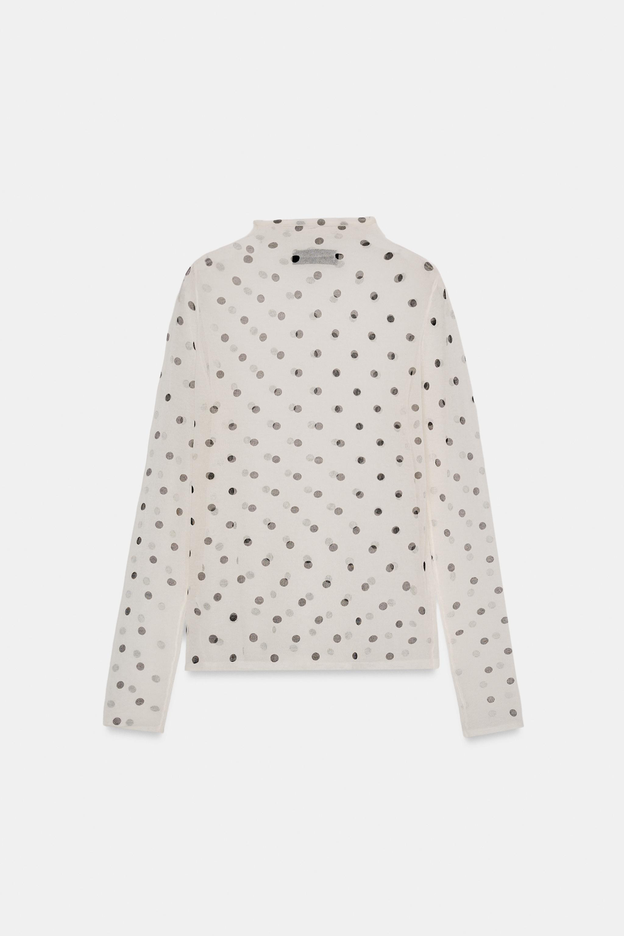 SHEER POLKA DOT KNIT TOP | Zara US