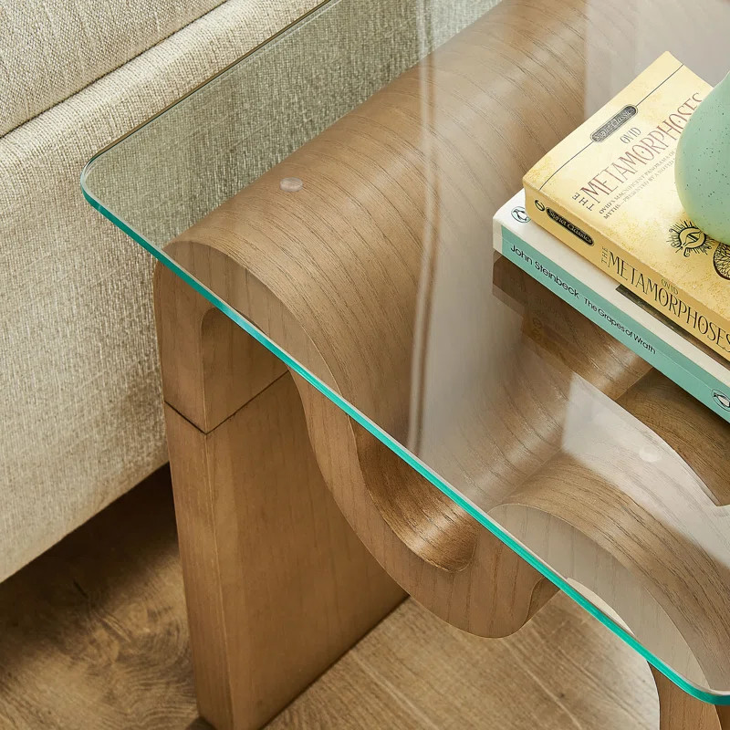 Ondine Glass Top Side Table In Spiced Apple | Wayfair North America