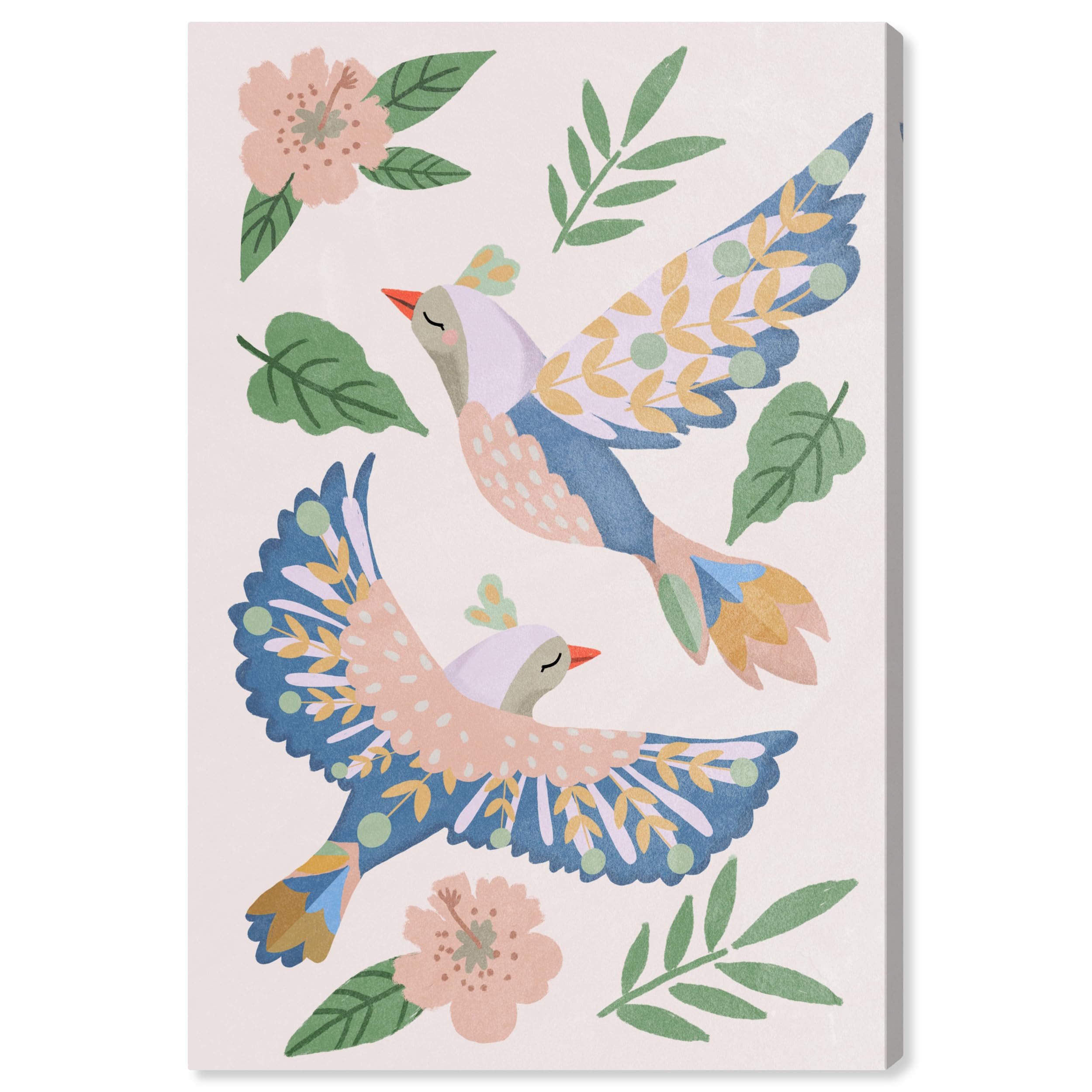 Wynwood Studio Animals Modern Wrapped Canvas Art - Lovely Birds, Wall Art for Living Room, Bedroo... | Amazon (US)