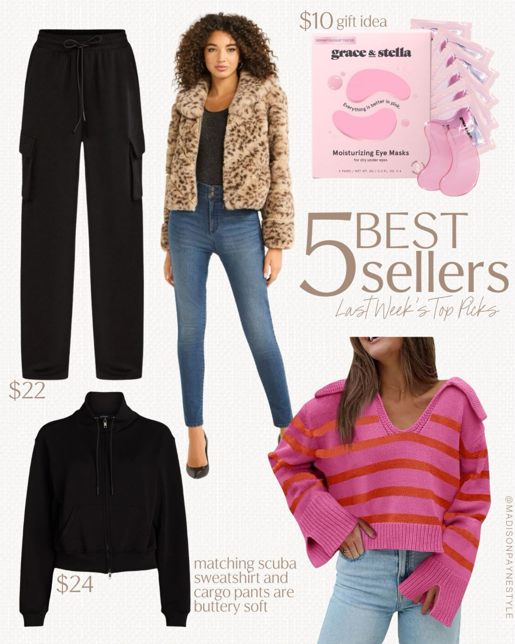 Last weeks best sellers🥰included a faux fur jacket, a buttery soft matching sweatshirt and cargo pants, a pink sweater, and under eye masks

Faux fur jacket, winter jacket, walmart jacket, sweatshirt, cargo pants, wide leg cargo pants, walmart matching set, under eye masks, beauty, Amazon beauty, sweater, Amazon sweater, Madison Payne 

#LTKFindsUnder50 #LTKStyleTip #LTKSeasonal