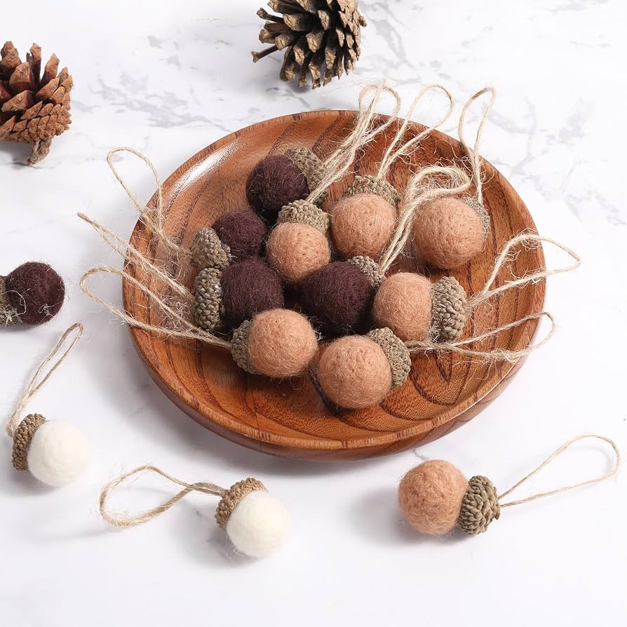 Boao 18 Pcs Felt Acorn Ornaments Felt Acorn Ball Garland Fall Thanksgiving Hanging Acorn Decor fo... | Amazon (US)