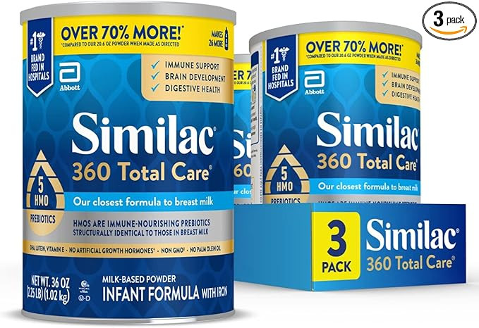 Similac 360 Total Care Infant Formula, Has 5 HMO Prebiotics, Our Closest Prebiotic Blend to Breas... | Amazon (US)