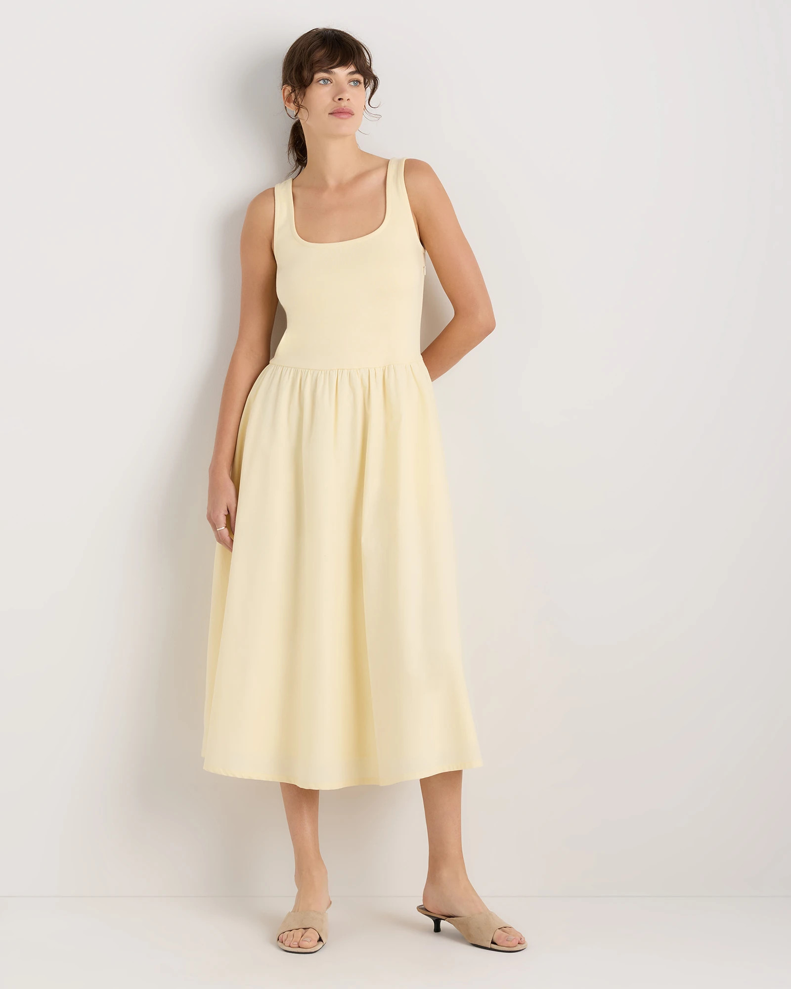 Cotton Mixed Media Tank Dress | Quince