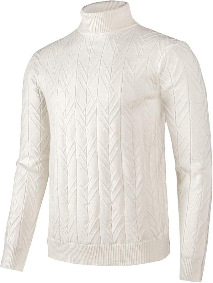 VOBOOM Men Regular Fit Turtleneck Pullover Sweaters Basic Tops Knitted Thermal | Amazon (US)