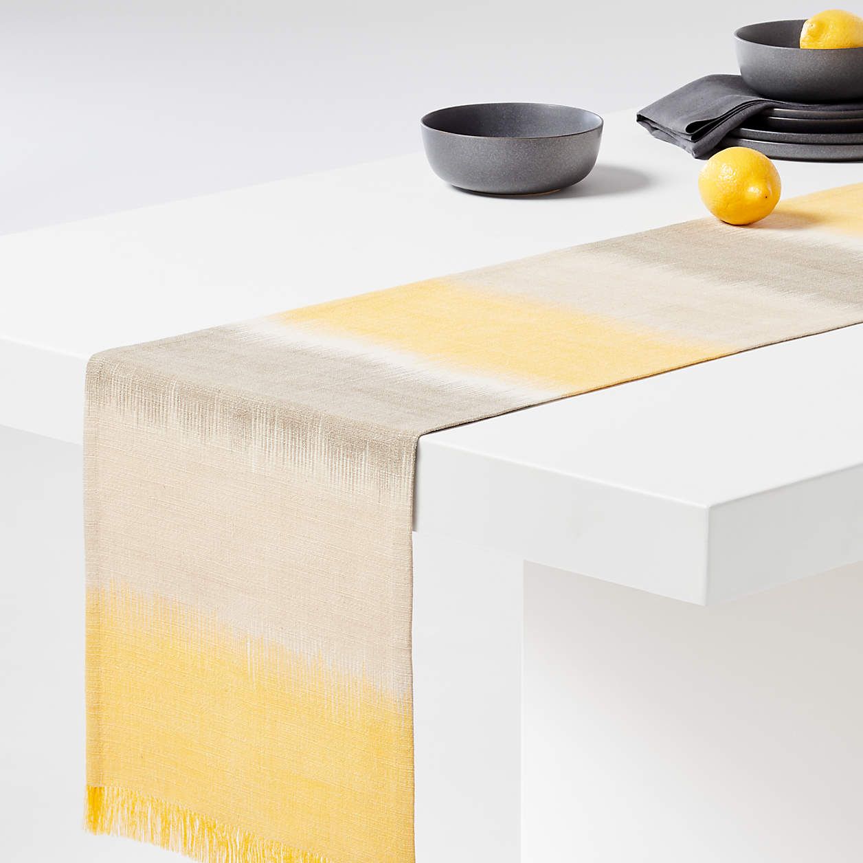 Lainie 90" Clay Orange Table Runner + Reviews | Crate and Barrel | Crate & Barrel