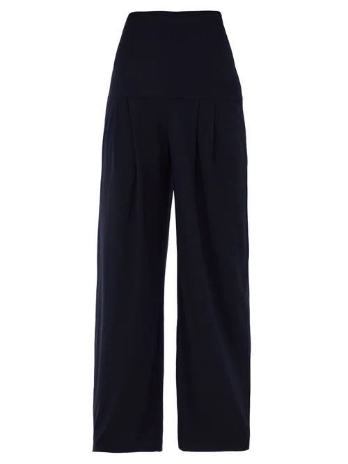 Norma Kamali - High-rise Pleated Wide-leg Trousers - Womens - Navy | Matches (US)