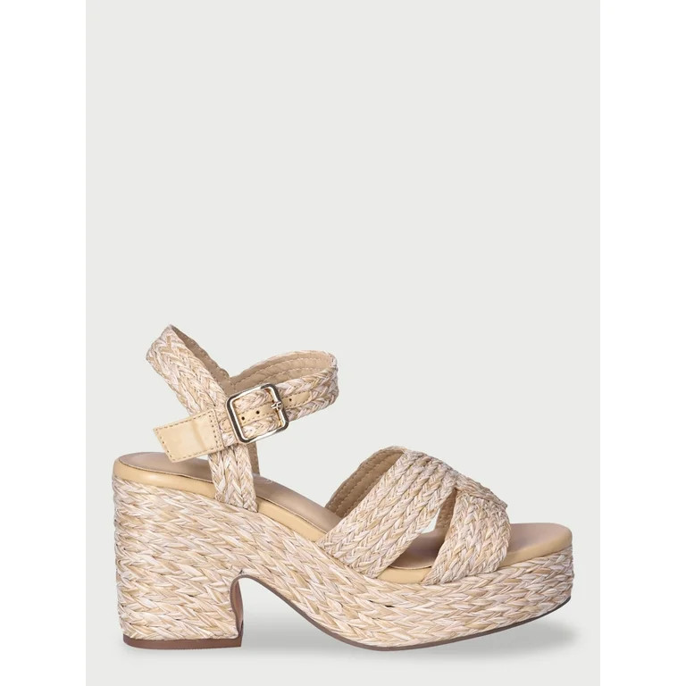 Scoop Women's Raffia Platform Heeled Sandals | Walmart (US)