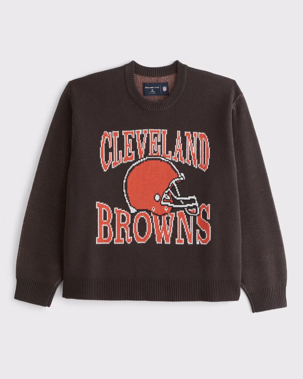 Men's Cleveland Browns Crew Sweater | Men's Tops | Abercrombie.com | Abercrombie & Fitch (US)