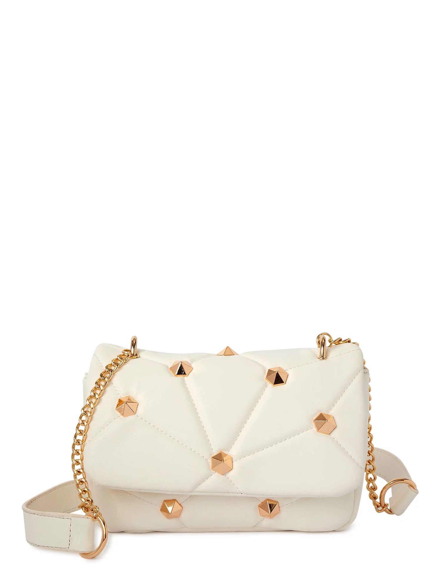 BeCool Women's Adult Studded Quilted Crossbody Handbag White | Walmart (US)