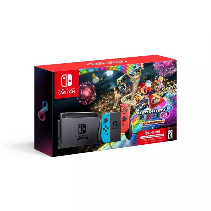 Nintendo Switch Joy-Con Neon Blue/Red + Mario Kart 8 Deluxe + 3 Month Online Bundle | Target