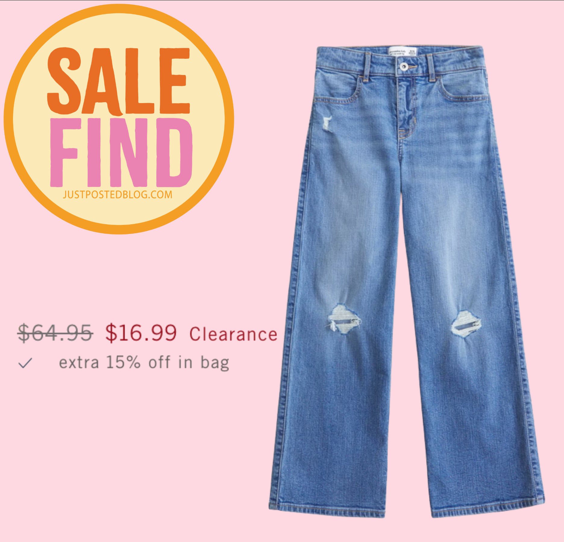 Lucy LOVES Abercrombie's jeans!!! These are on sale for under $20!!! 

 