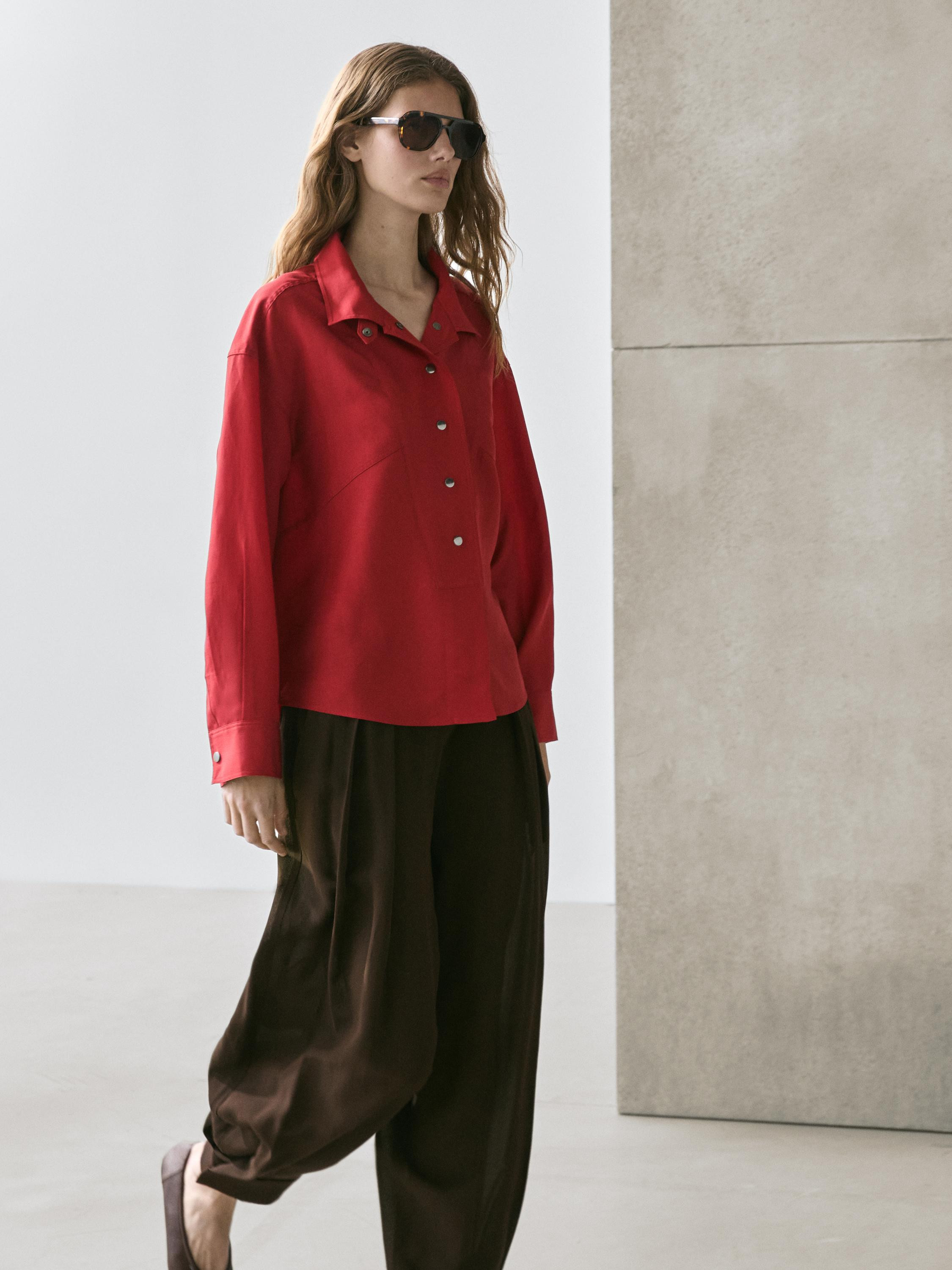 Flowing shirt with snap buttons | Massimo Dutti UK