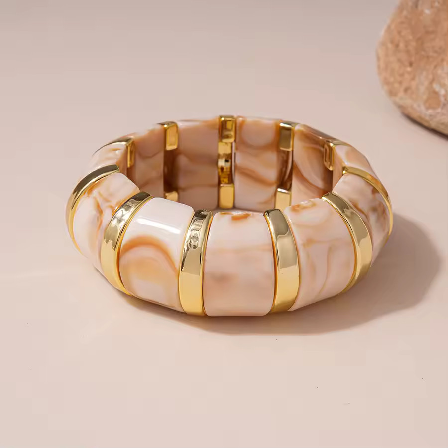 Vintage Punk Beige Thick Resin Acrylic Smudging Bangles Geometric Irregular Metal Wide Cuff Bangl... | AliExpress (US)