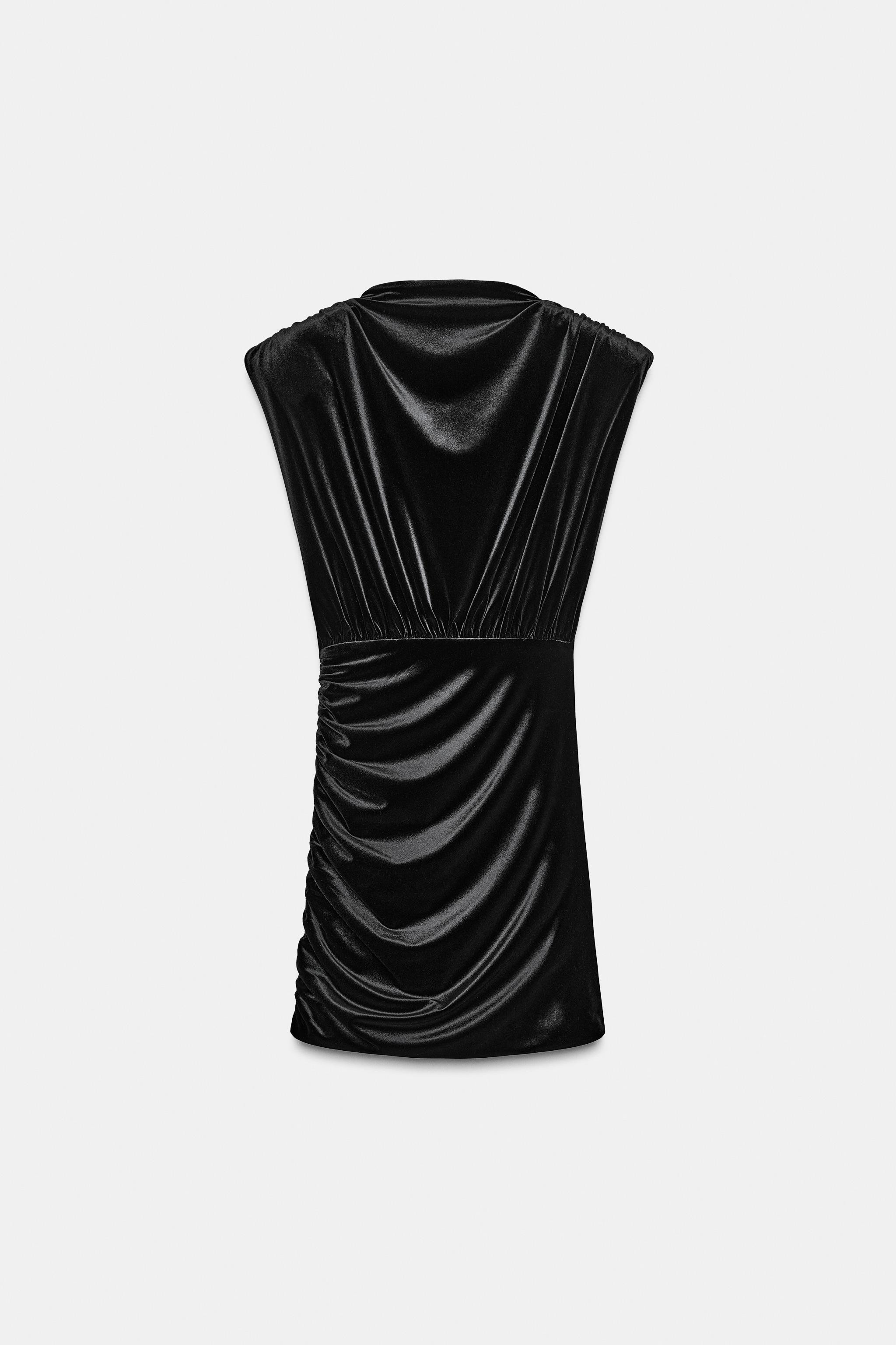 SHORT VELVET DRESS WITH SHOULDER PADS | Zara UK