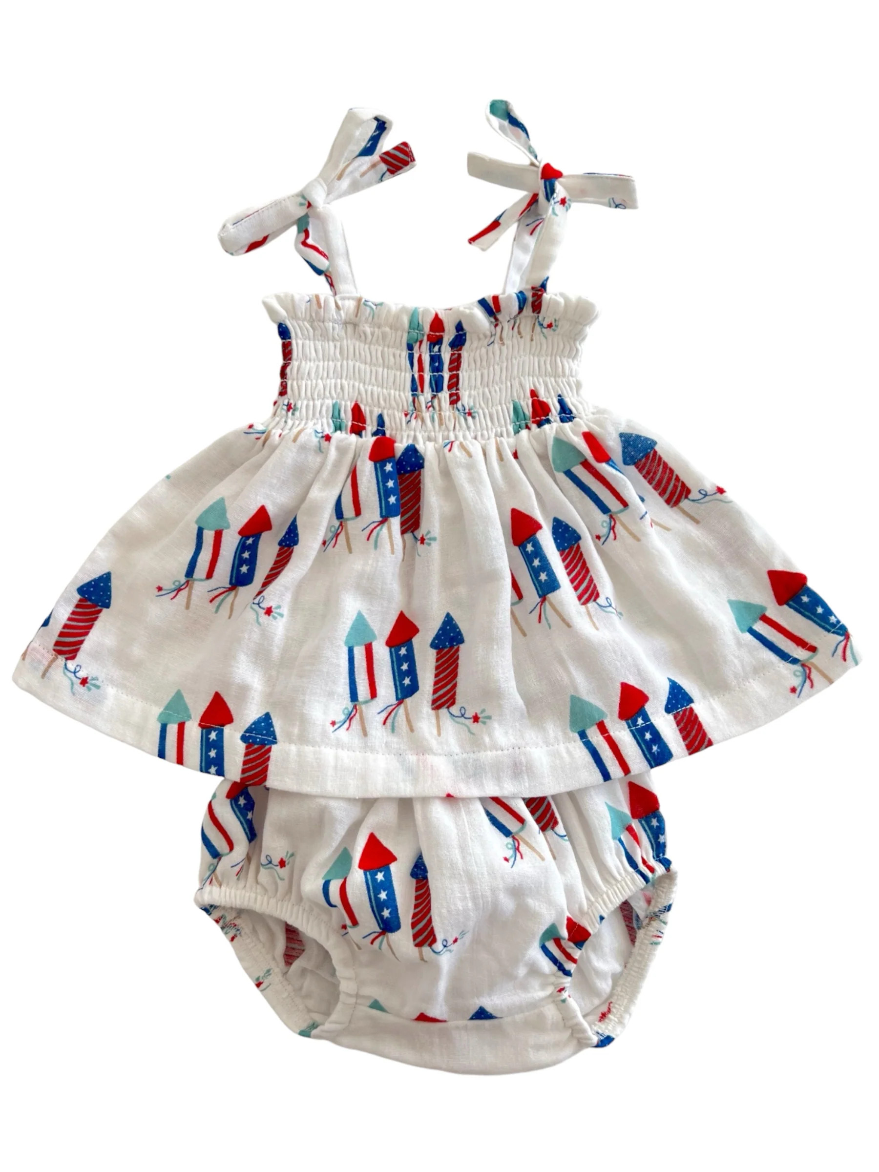 Firecrackers / Organic Smocked Set | SpearmintLOVE