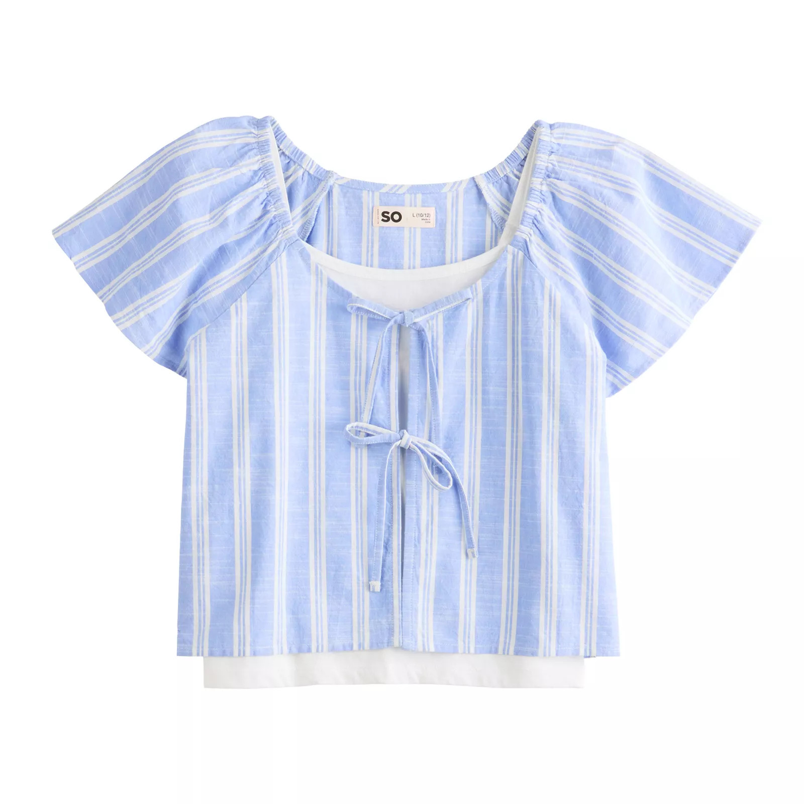 Girls 6-20 SO® Layered Tie Front Top in Regular & Plus Size | Kohl's