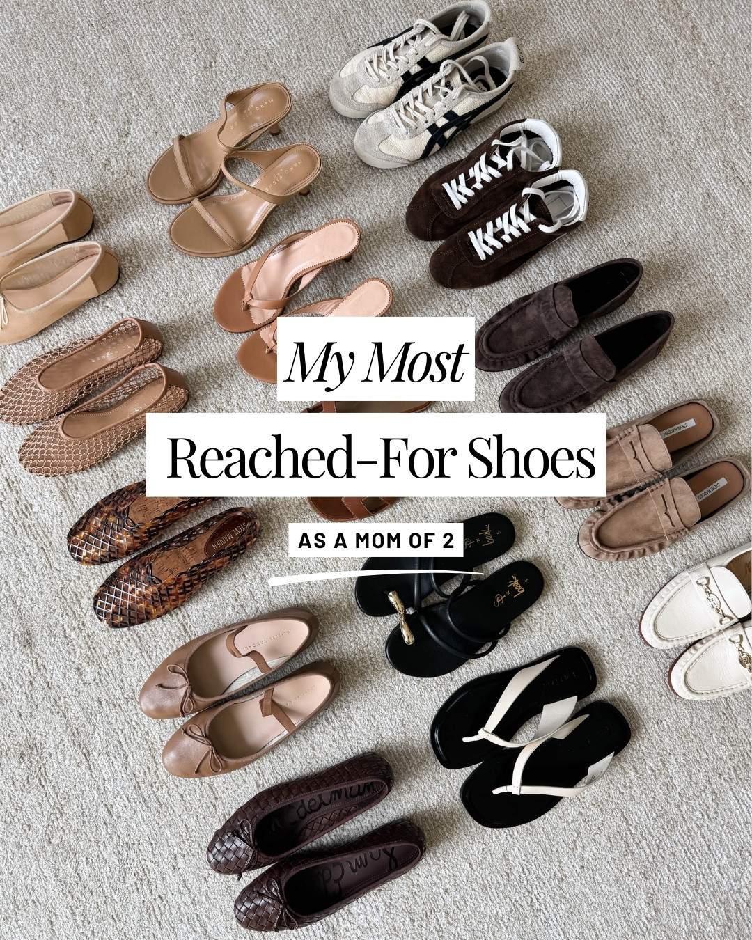 My most reach-for shoes this month as a mom of 2 

1. Loeffler Randall Leonie flats in both chocolate and safari in size 5.5
2. Steve Madden Jelly flats 5 - these are actually so comfy!
3. Dolce vita Serina sneakers 6. Size a full size up. These are so comfy!
4. Staud netted flats 35 - I wear these not to run around after my kids but still work for lunches and dinners  

#LTKPetite #LTKmomlife