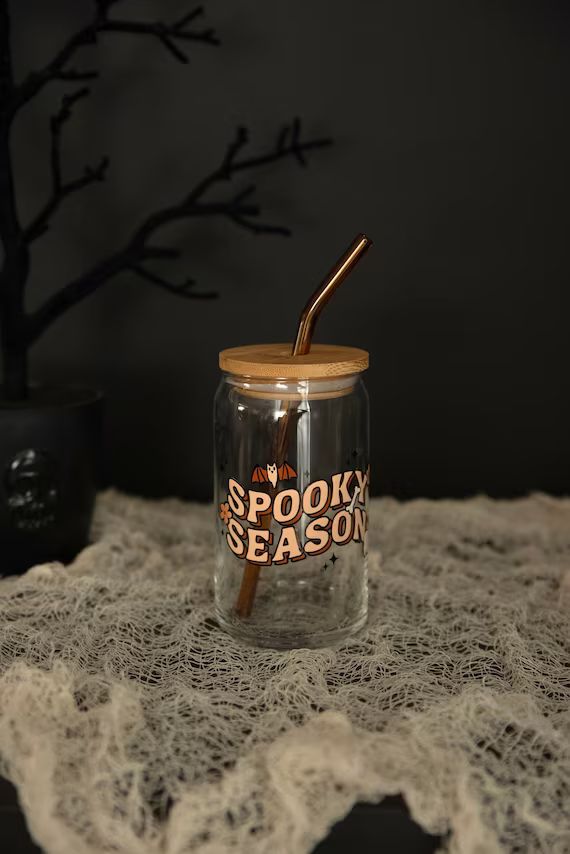 Spooky Season Beer Can Glass / Halloween Iced Coffee Cup / - Etsy | Etsy (US)