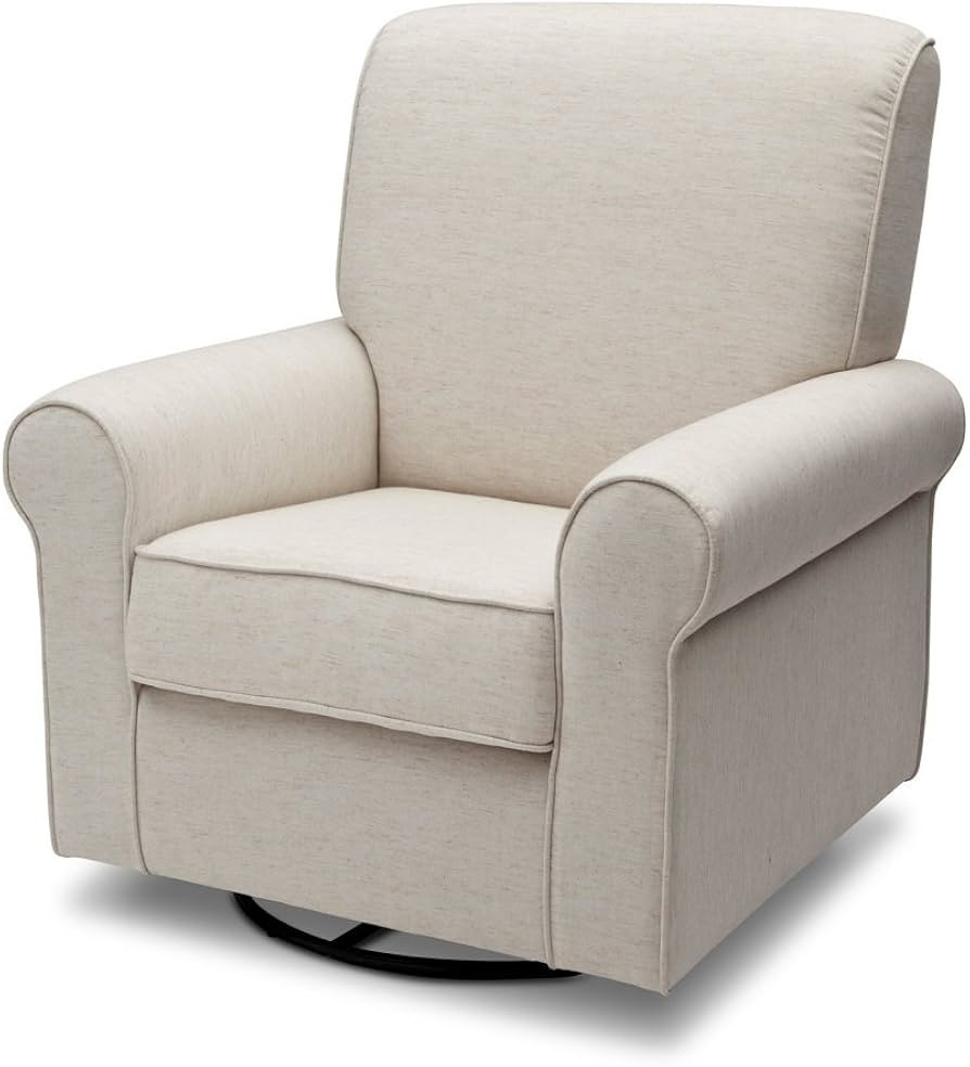 Delta Children Avery Upholstered Glider Swivel Rocker Chair, Metal, Sand | Amazon (US)