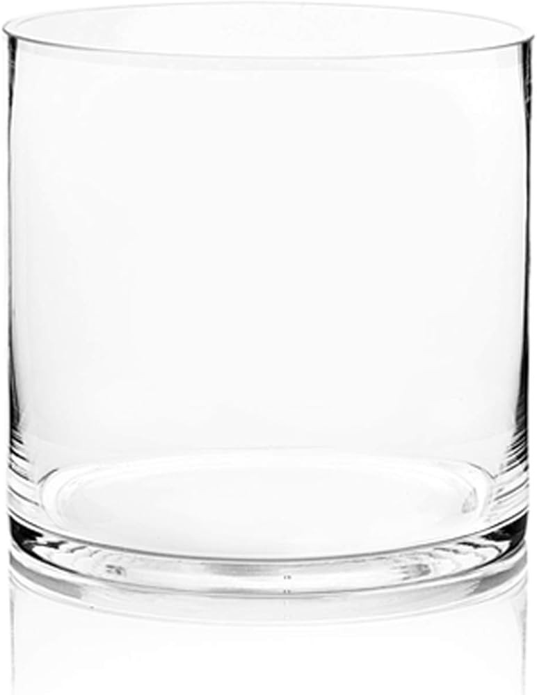 WGV Cylinder Vase, Width 8", Height 8", Clear Wide Large Diameter Flower Glassware, Floral Contai... | Amazon (US)