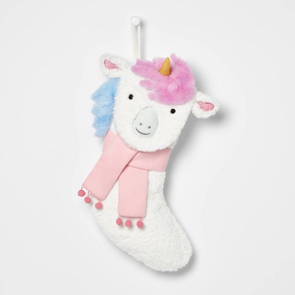 Unicorn Fuzzy Character Christmas Stocking White - Wondershop™ | Target