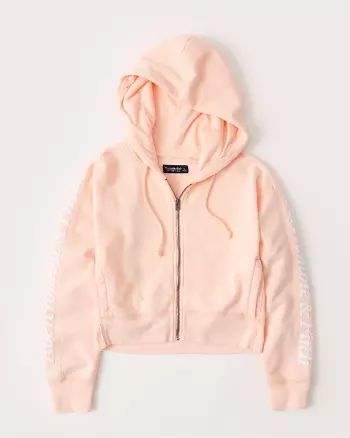 Abercrombie & Fitch Womens Full-Zip Logo Hoodie in Peach - Size XS | Abercrombie & Fitch US & UK