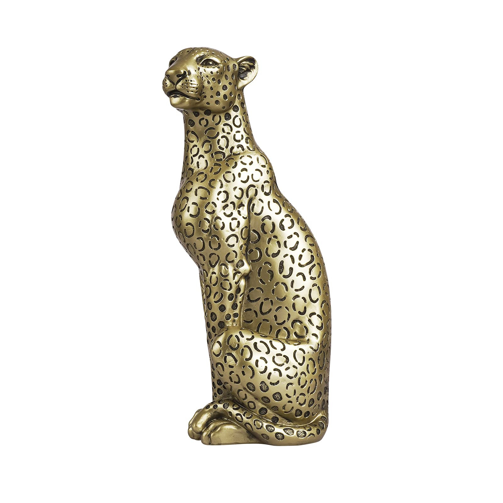 Cheetah Statue Home Decor Leopard Sculpture Resin Sitting Cheetah Figurine Desktop Table Top Orna... | Amazon (US)