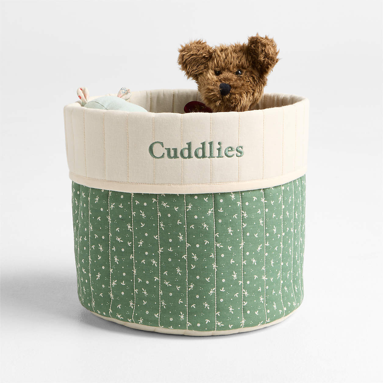 Colcha Green Floral Quilt Bin by Sharland England | Crate & Kids | Crate & Barrel