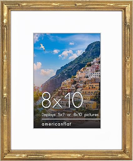 Americanflat 8x10 Picture Frame with Bamboo Design and Shatter-Resistant Glass - Use as 5x7 Frame... | Amazon (US)
