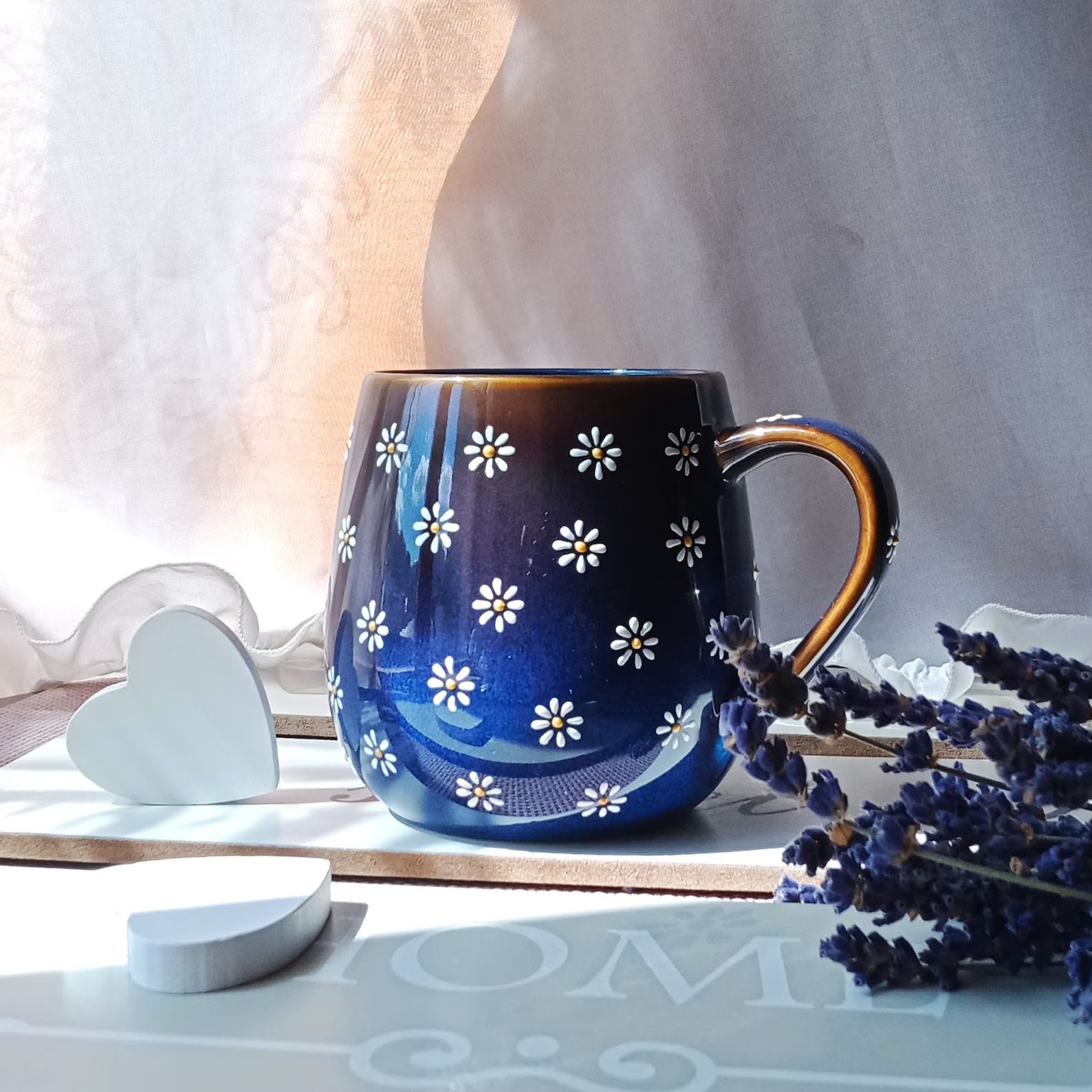 16 Oz Daisy Coffee Mug Daisy Cappuccino Cup Daisy Tea Porcelain Cute Daisy Pottery Hand Painted C... | Etsy (US)