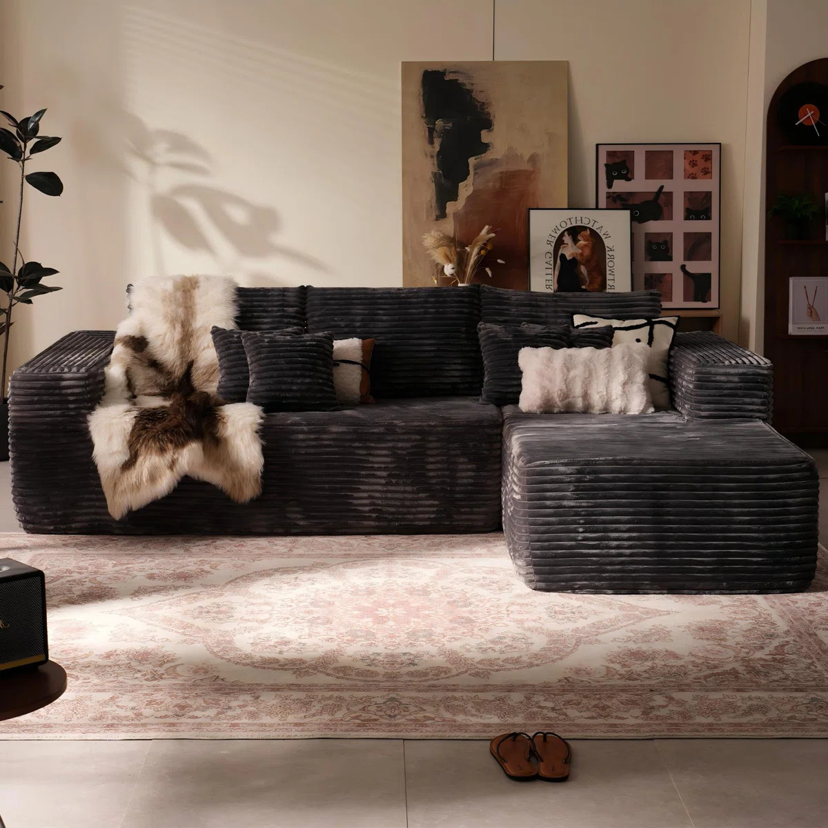 Fontanez 2 - Piece Corduroy Sectional - No Assembly Required | Wayfair North America