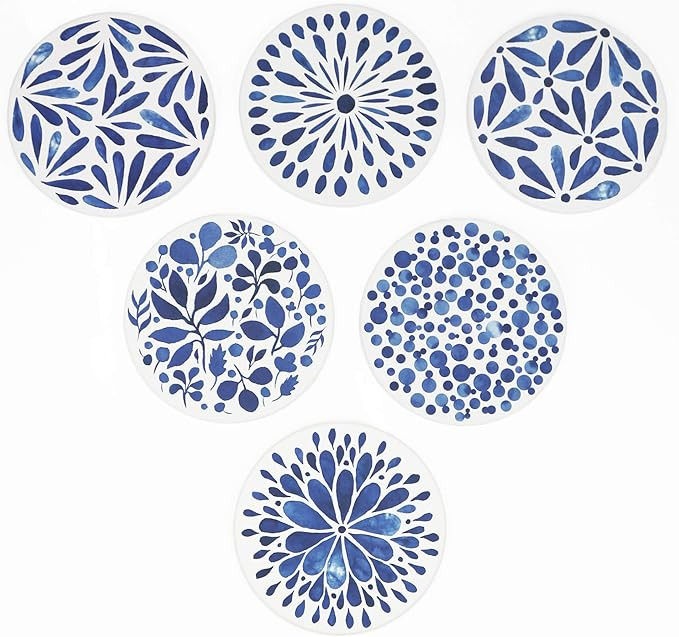 AD Set of 6 Coasters for Drinks Absorbing Round Ceramic Stone Coaster with Cork Base,Tabletop Pro... | Amazon (US)