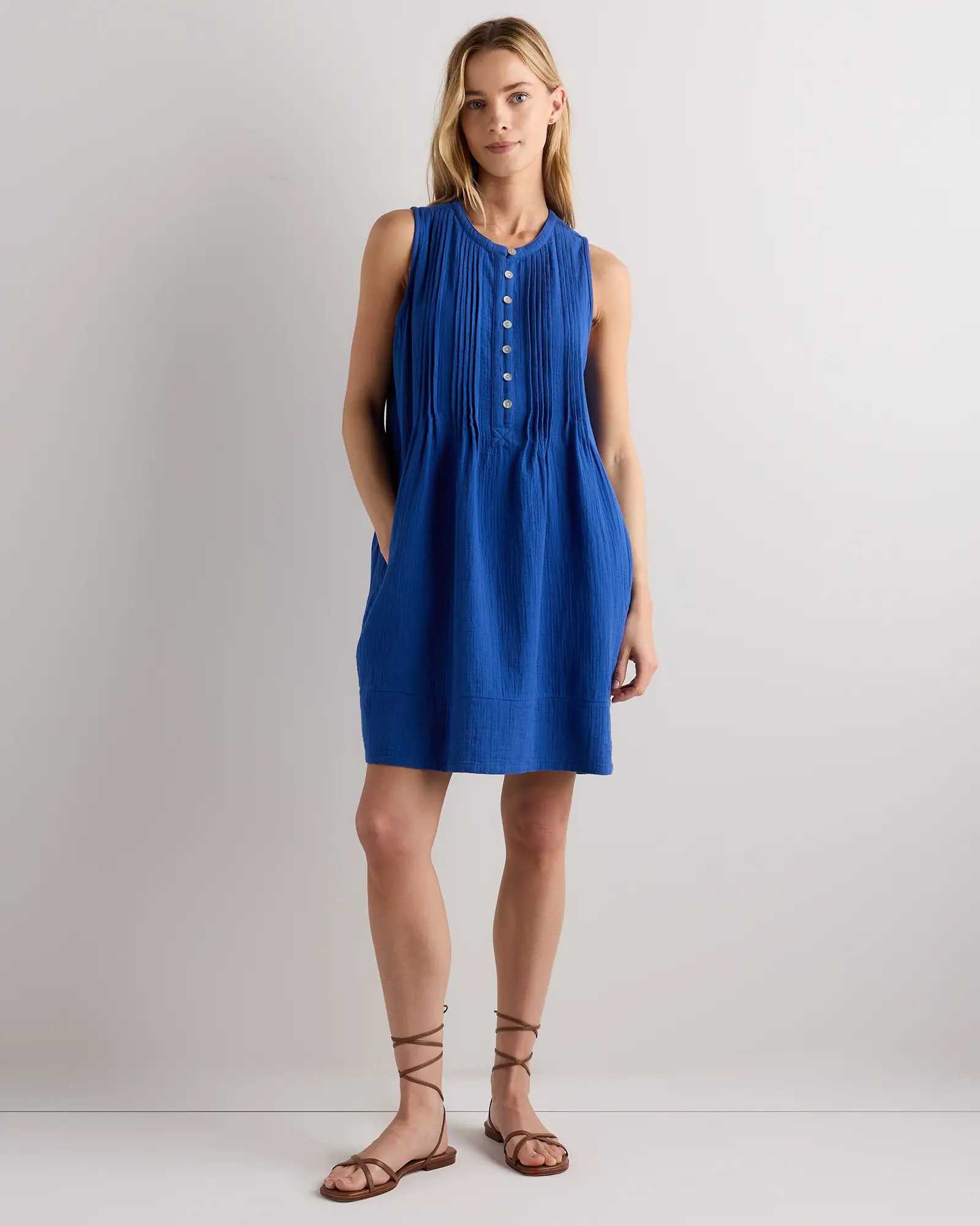 100% Organic Cotton Gauze Sleeveless Swing Dress | Quince