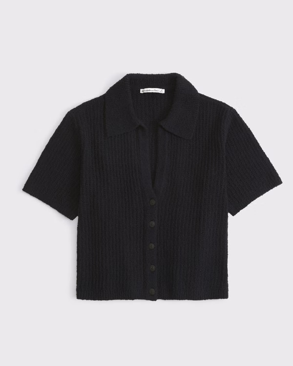 Short-Sleeve Crochet-Style Polo | Abercrombie & Fitch (US)
