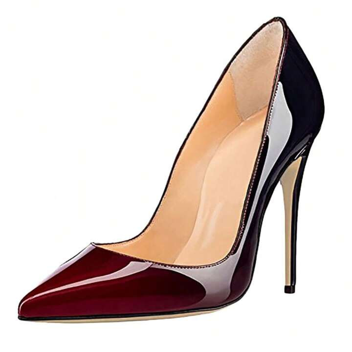 COLETER Pointy Toe Pumps For Women,Patent Gradient Animal Print High Heels Usual Dress Shoes | SHEIN