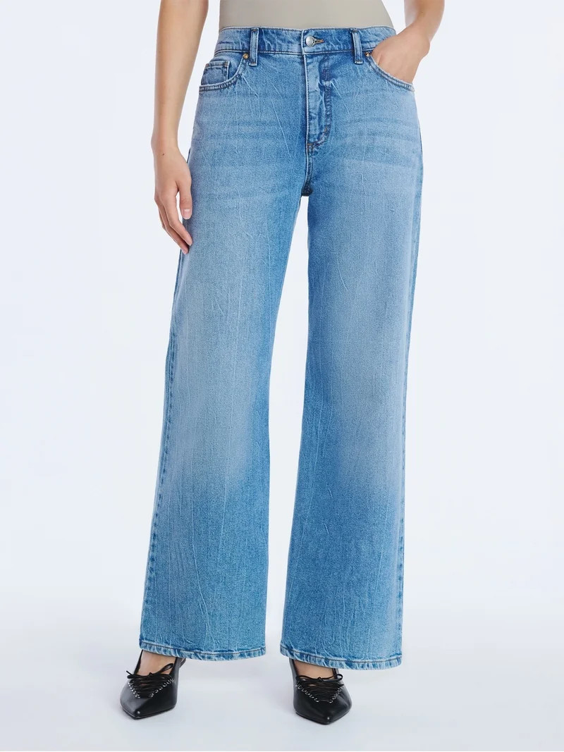 Scoop Women's Wide Leg Low Slung Jeans, 29" Inseam, Sizes 0-20 | Walmart (US)