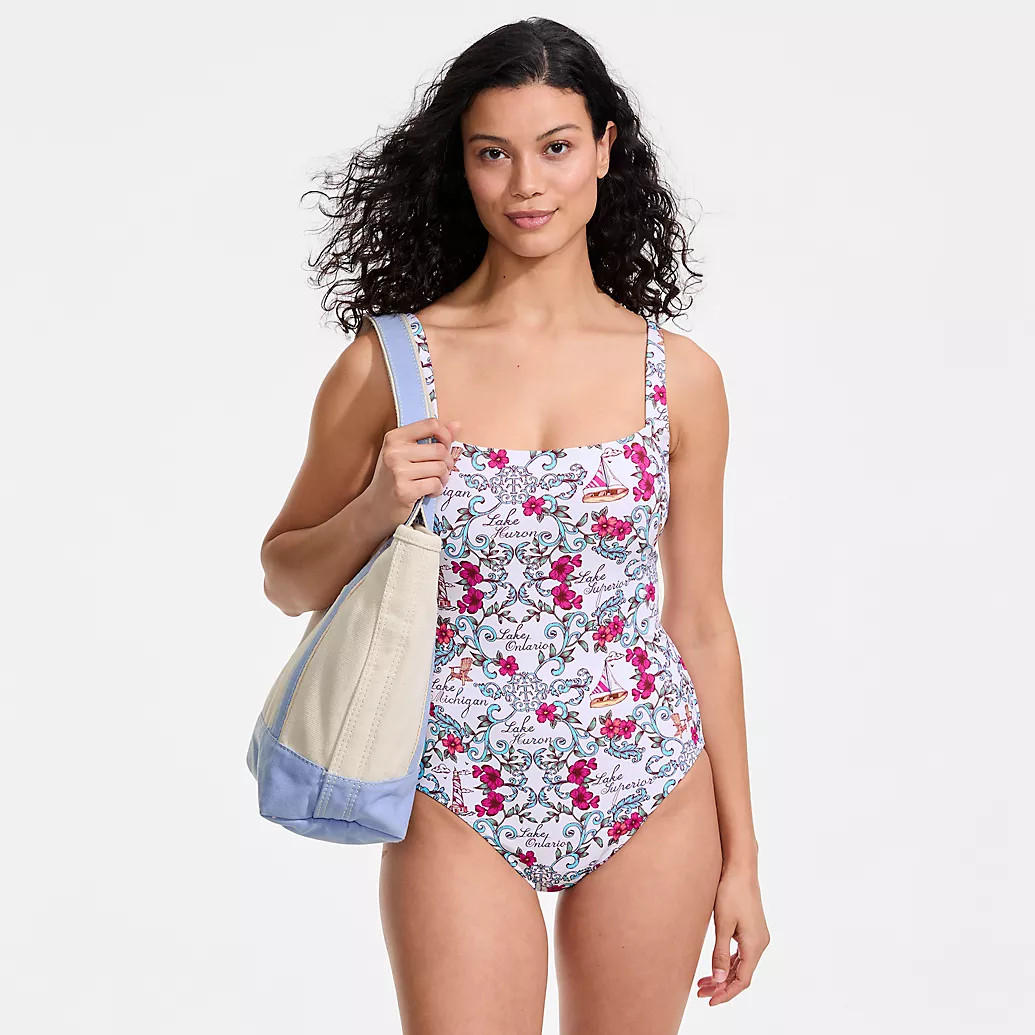Women's LE x T and T The Tiffany Square Neck One Piece | Lands' End (US)