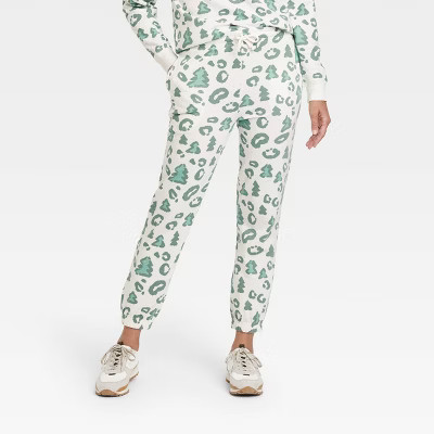Women's Christmas Tree Holiday Graphic Jogger Pants - Green | Target