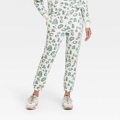 Women's Christmas Tree Holiday Graphic Jogger Pants - Green | Target