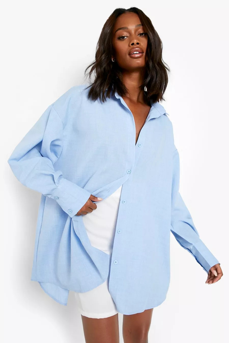 Lightweight Marl Oversized Shirt | Boohoo.com (US & CA)