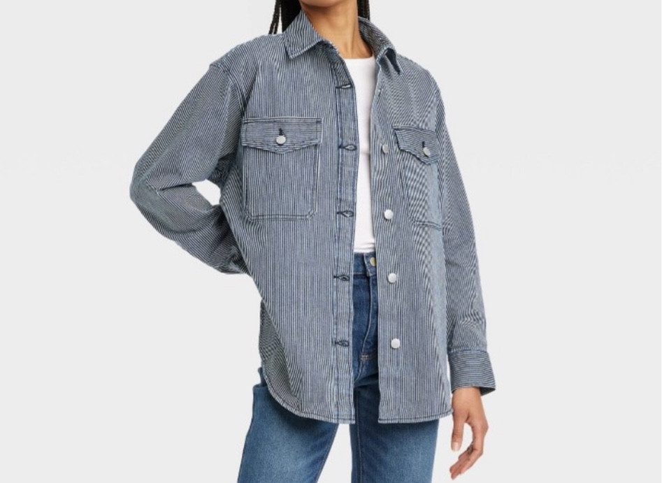 Pinstriped denim shacket to match pants! 😍

#LTKxTarget #LTKsalealert #LTKfindsunder50