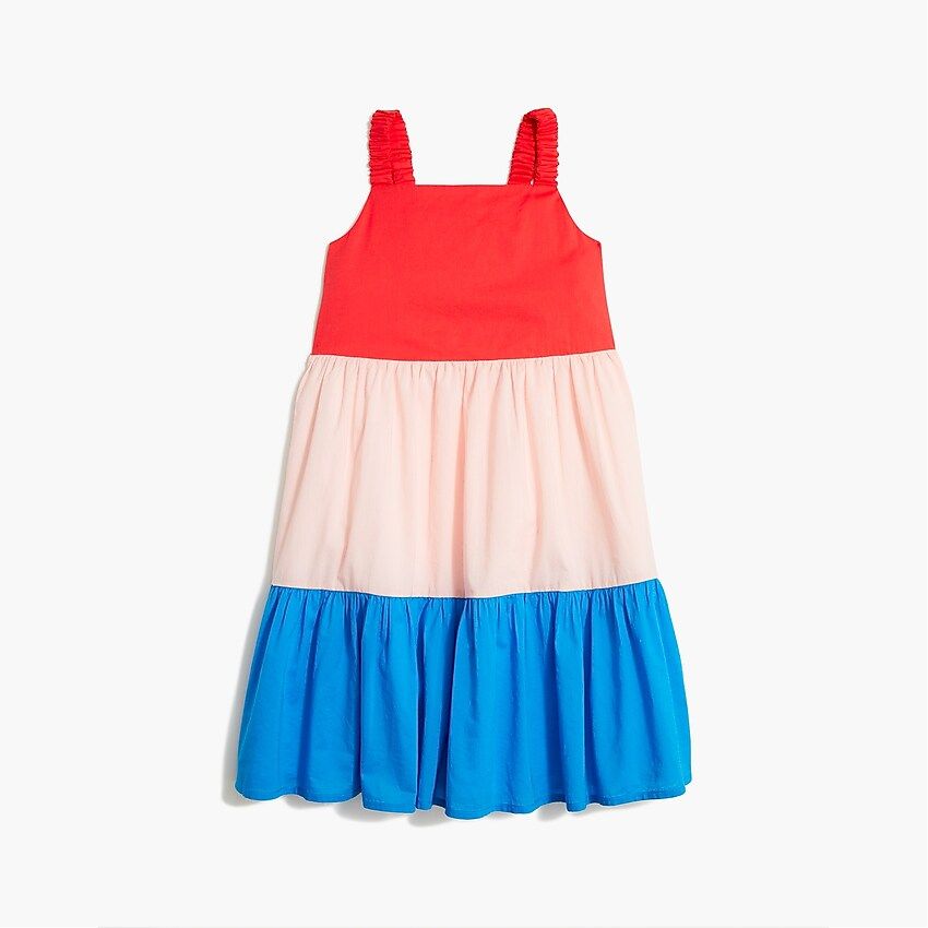 Girls' shoulder-tie colorblock dress | J.Crew Factory