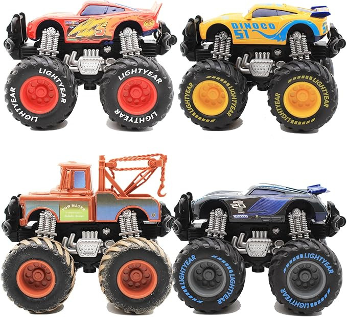 4-Pack Car Toys, Tow Mater Toy, 1:55 Die-cast Toy Car Big Wheel Buggy (4 Pcs Big Wheel Car) | Amazon (US)