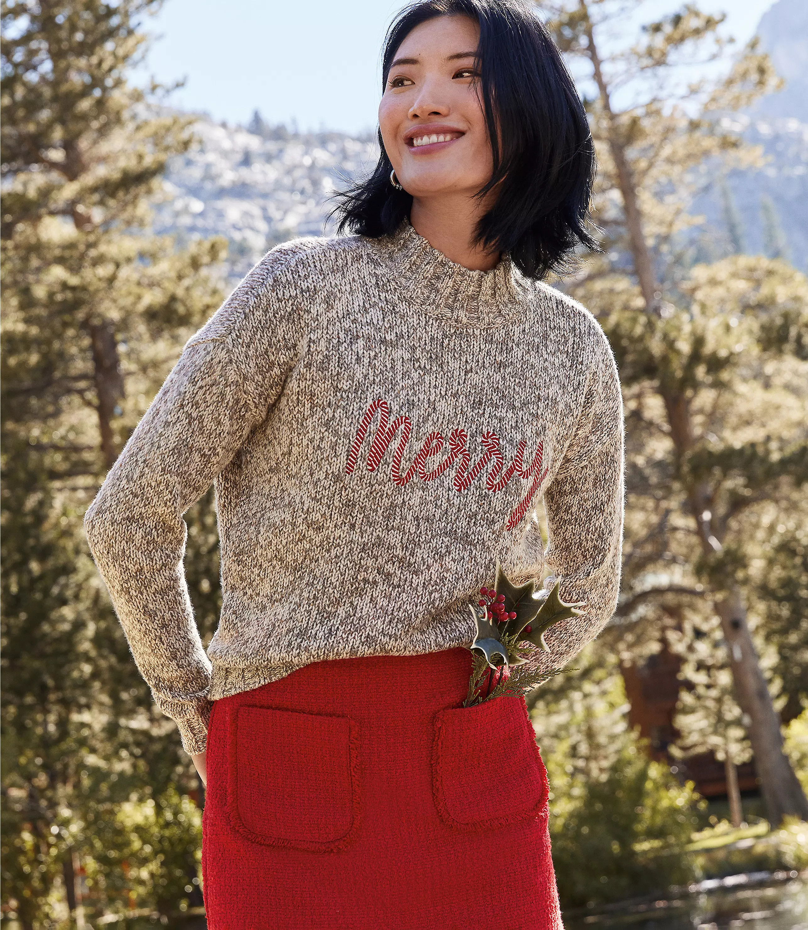 Textured Tweed Pocket Skirt | LOFT