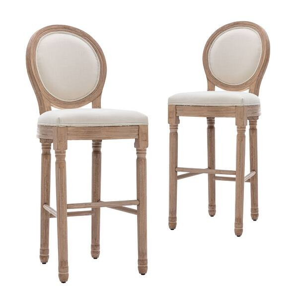 French Country Wooden Bar Stools Set of 2, Upholstered Counter Height Bar Chairs, Vintage Farmhouse  | Bed Bath & Beyond
