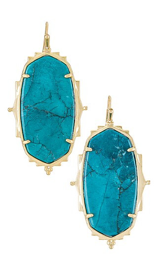 Baroque Ella Drop Earring in Gold Teal Howlite | Revolve Clothing (Global)