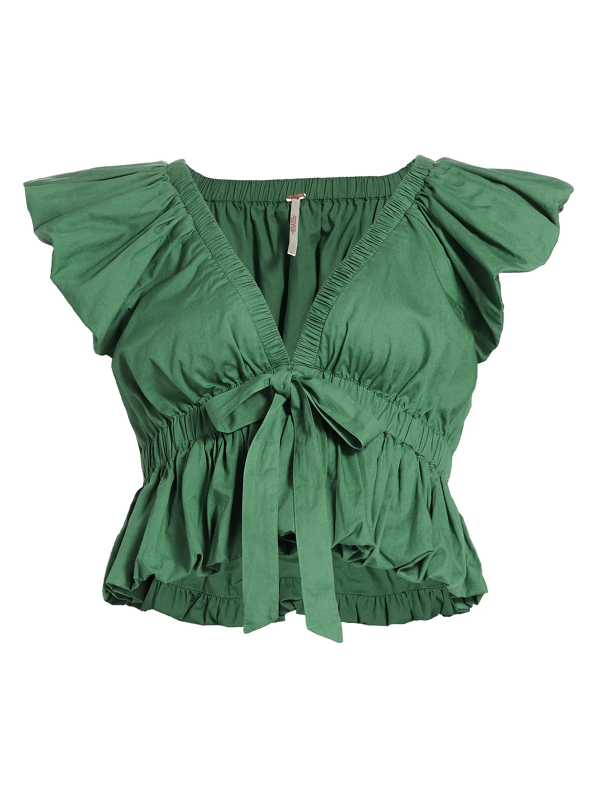 Bring The Bubble Ruffle Cotton Tie-Waist Blouse | Saks Fifth Avenue